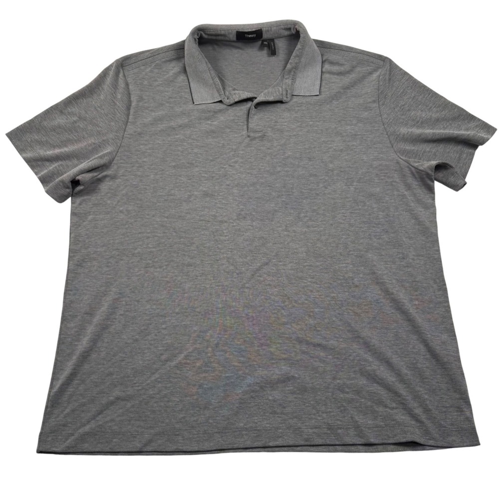Theory Polo Shirt Mens XXL Gray Short Sleeve Stinson O Pique Pullover Luxury